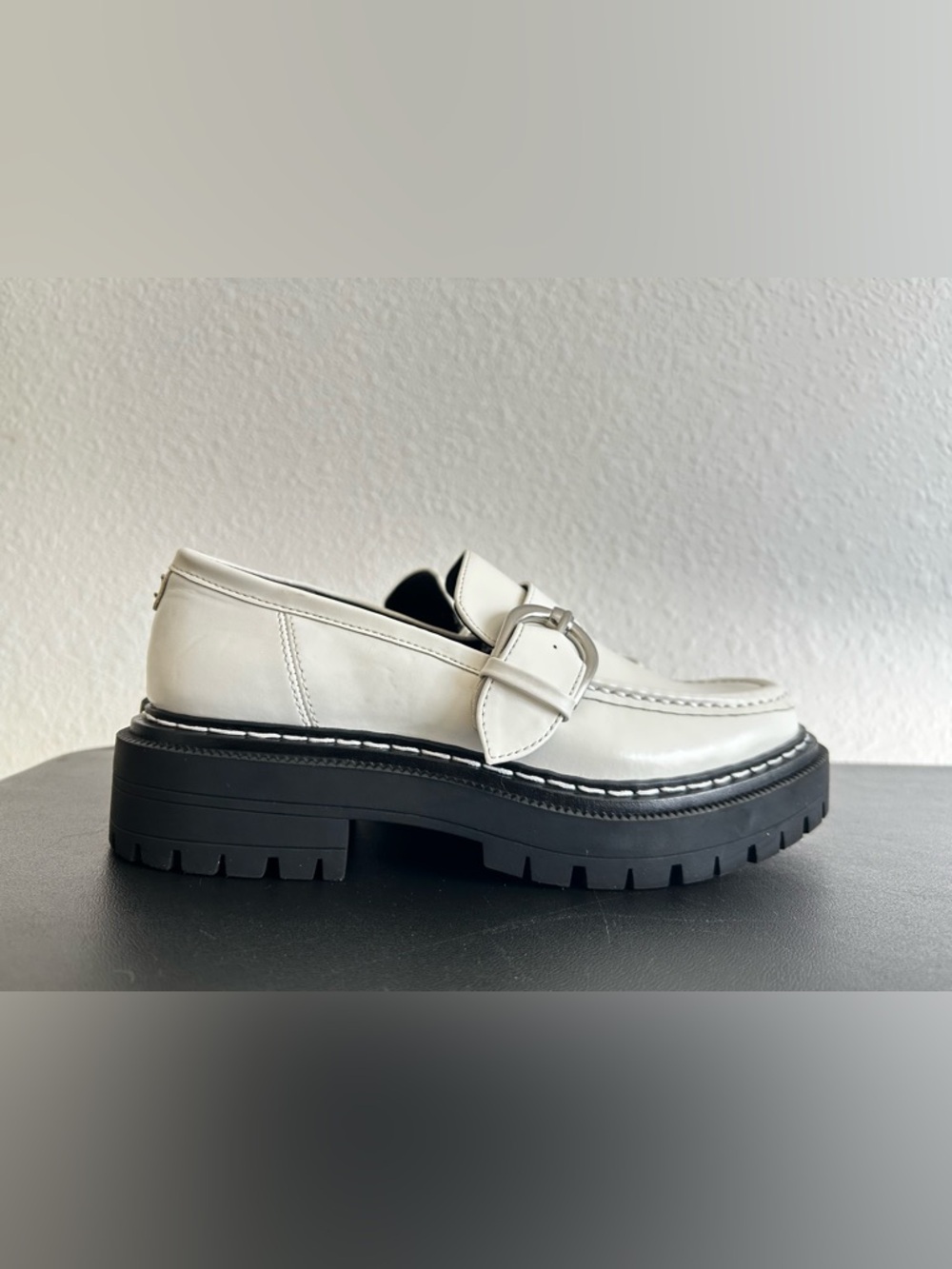 CIRCUS NY Size 7.5 Everly Monk Sole Strap White Loafers PULL ON